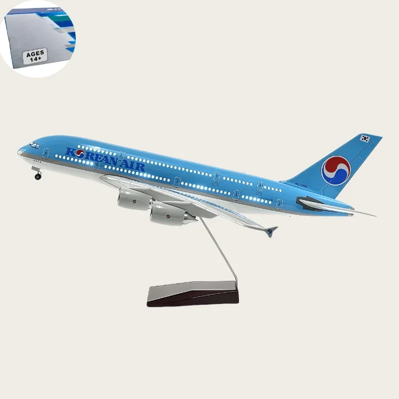 

45.5cm Airplane Model 1/160 Scale A380 Korean International Airline Aircraftwith Light & wheels Collection Home decor display