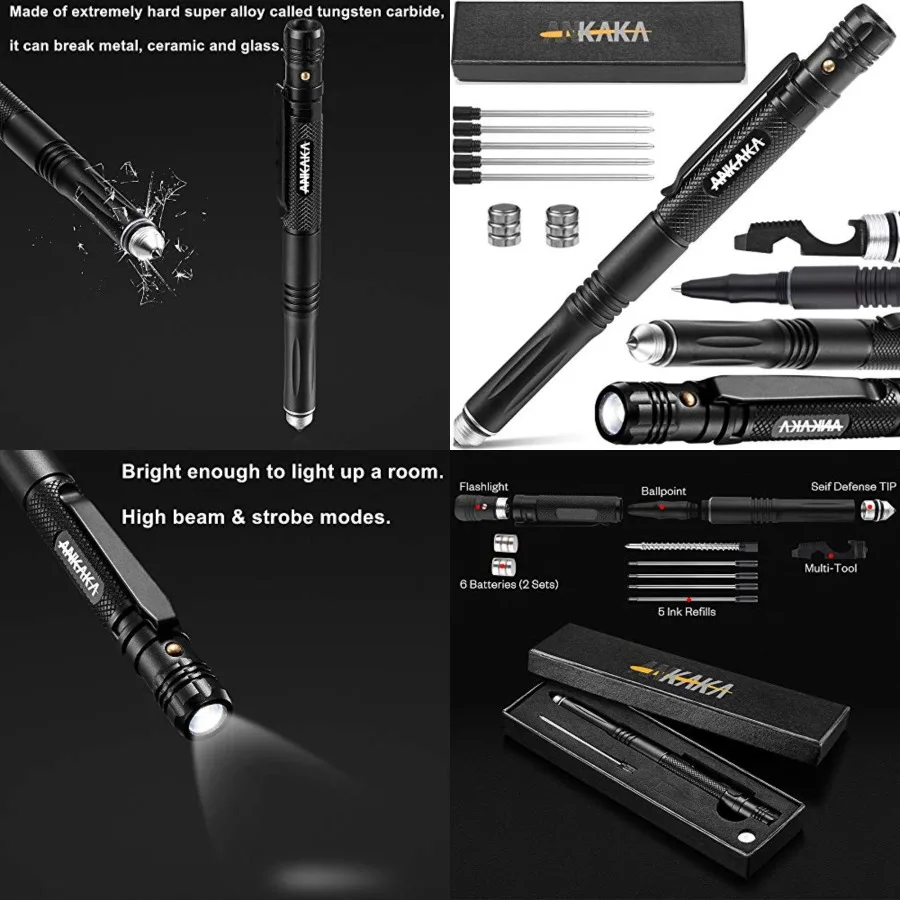 

6-in-1 Tactical Pen with Enhanced Functionality: Ideal for Outdoor Survival Emergency Situations and Everyday Carry Features Se