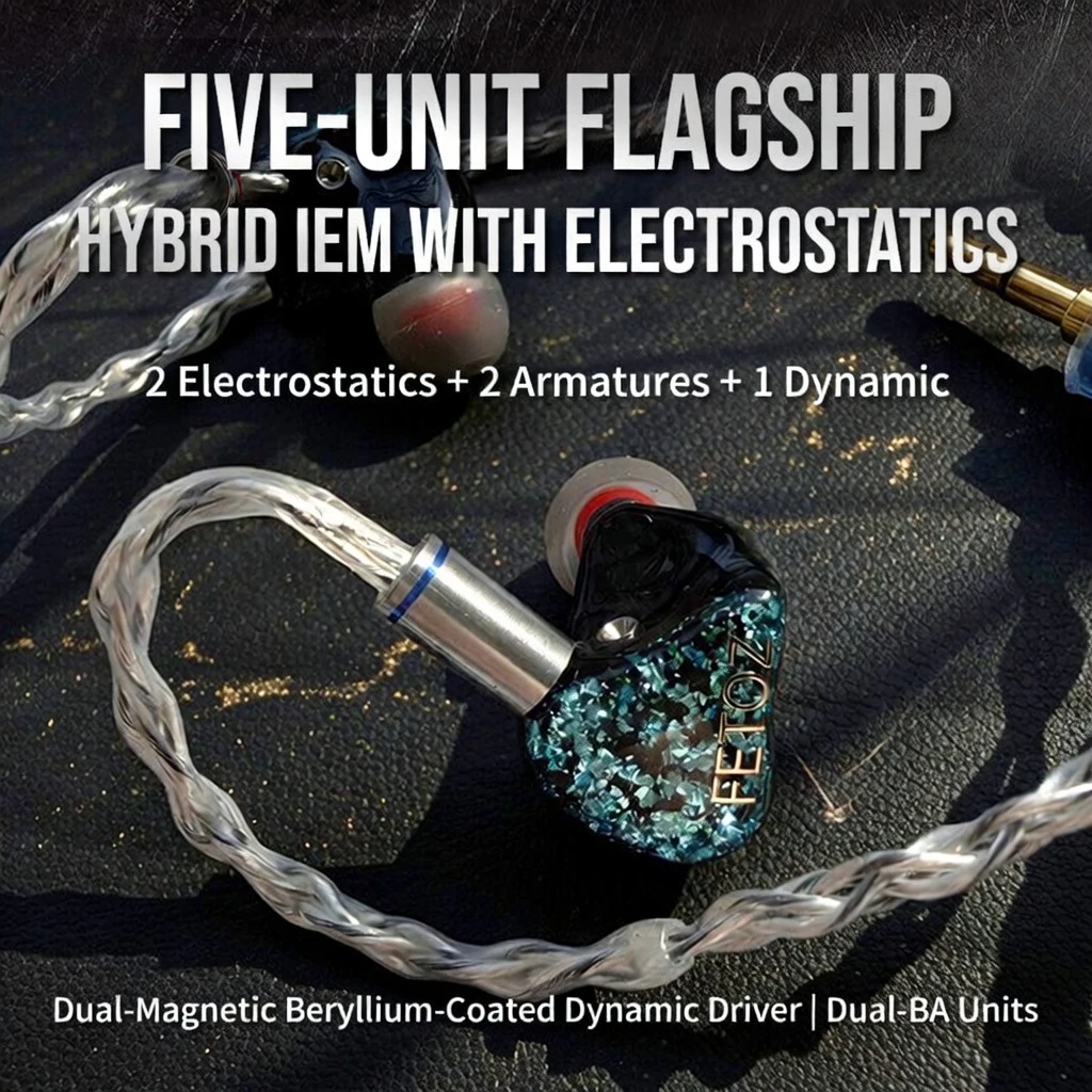 

FETOZ FZ800 1 DD+2 BA+2 Electrostatic Hybrid 2Pin0.78mm Audiophile In-ear Earphone IEM 3.5mm/4.4mm/typec