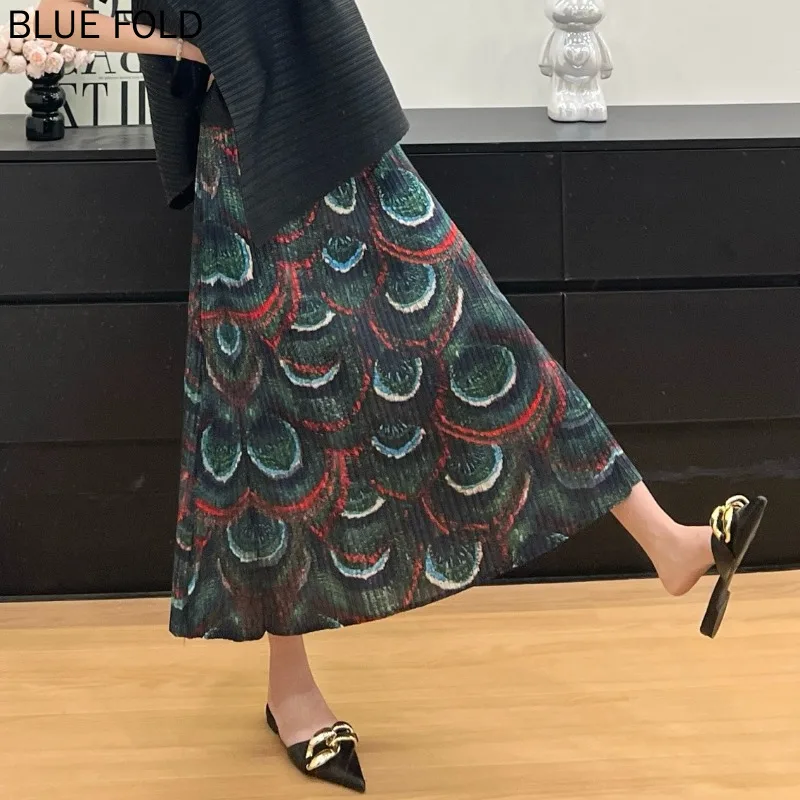 Geometric Pattern Women Skirt 2025 Summer New High Waist Casual Loose Plus Size Design Outdoor Travel Essential Female Skirt