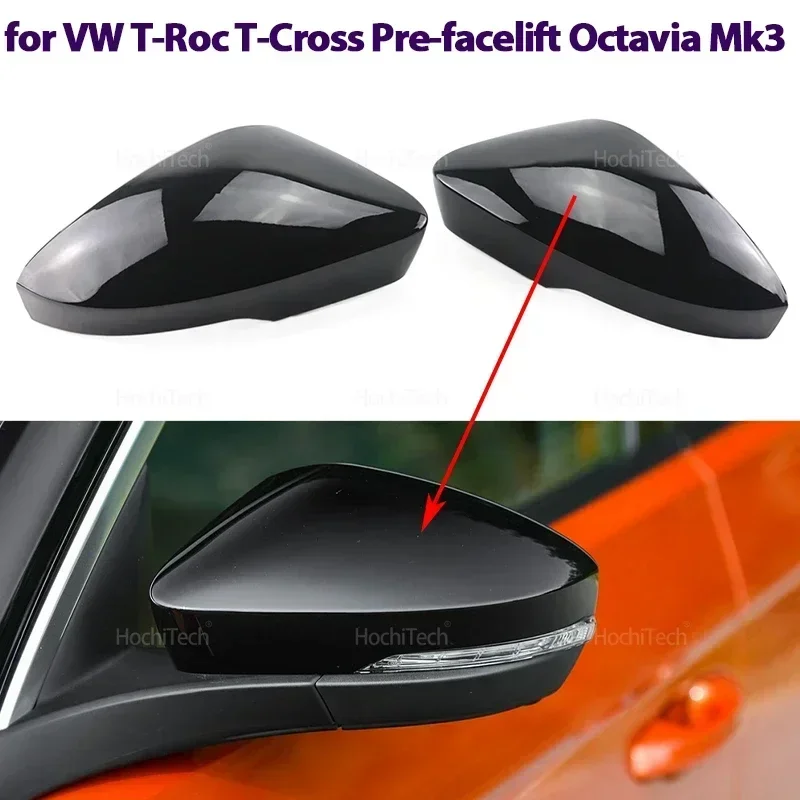 

Black Side Mirror Caps for Volkswagen VW T-Roc T-cross 2018-2021 Skoda Octavia Mk3 2013-2018 New Style Carbon Fiber Mirror Cover