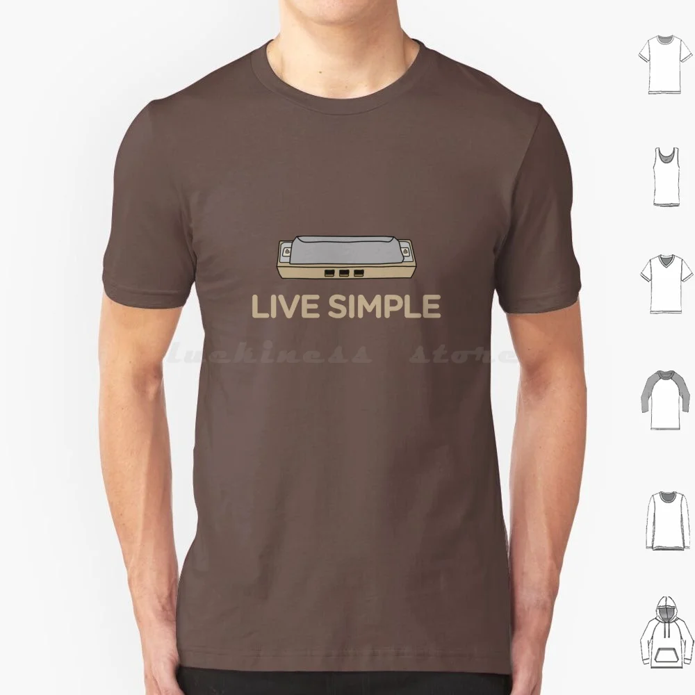 Live Simple 3 Hole Harmonica T Shirt Cotton Men Women DIY Print Live Simple 3 Hole Harmonica Live Simple Live Simple Simply