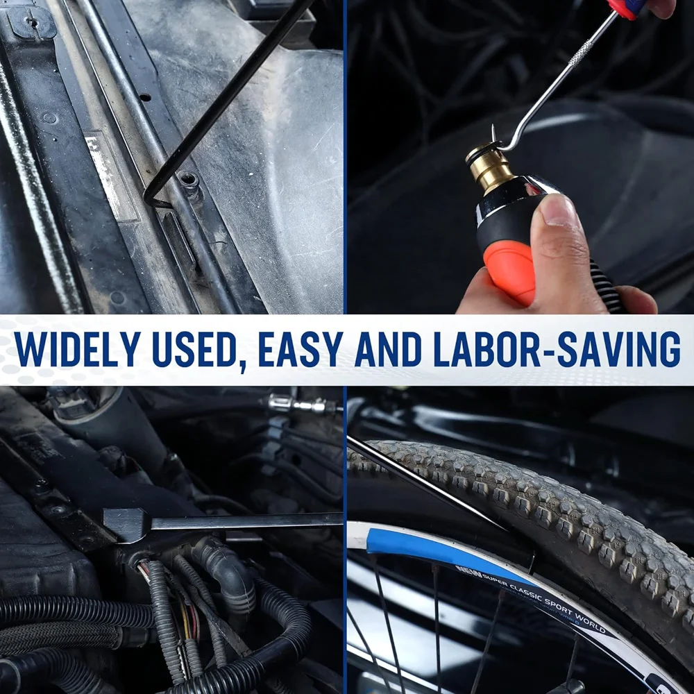 مجموعة خطافات اختيار السيارة مكونة من 4 قطع - مفكات ختم الزيت على شكل حرف O مع مزيل ساحبة، أداة أساسية لختم الحلقة على شكل حرف O وحشية