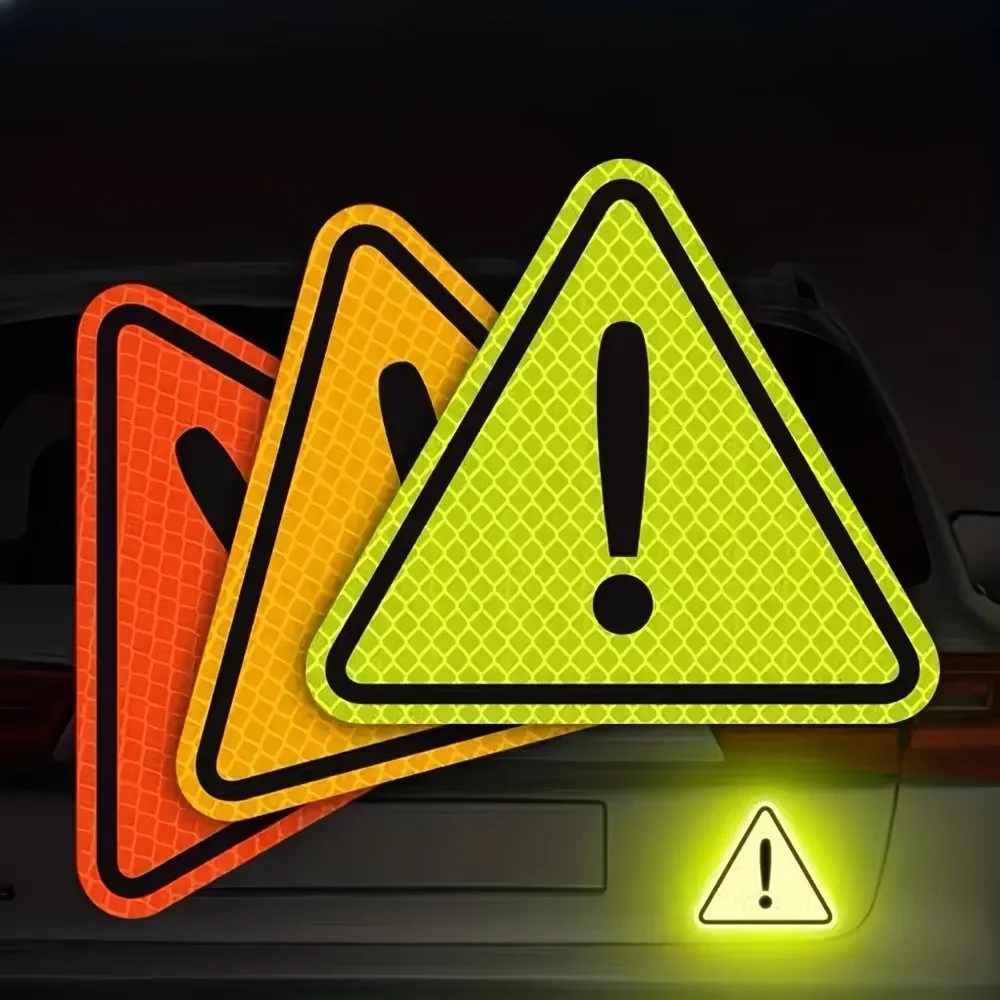 Triangle Reflective Safety Stickers, Suitable for Car Truck Motorcycle Reflector Decor Night Safety Driving Warning Mark