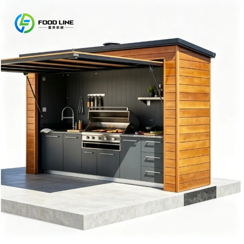 Customized Weatherproof Aluminum Modular Outdoor Kitchen Pod with BBQ Grill Storage Cabinets Eco-Friendly & Portable