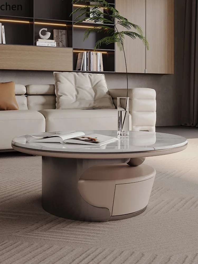 C6.15 rock slab light luxury coffee table household storage living room oval coffee table table