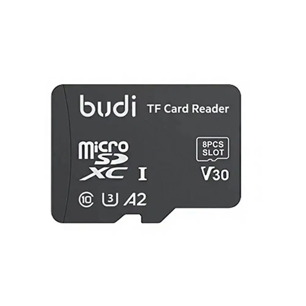 Lector de tarjetas BUDI TF con diseño de apariencia de tarjeta TF lector de ranuras tarjetas de memoria multifuncionales 8 TF de alta velocidad Y2E8