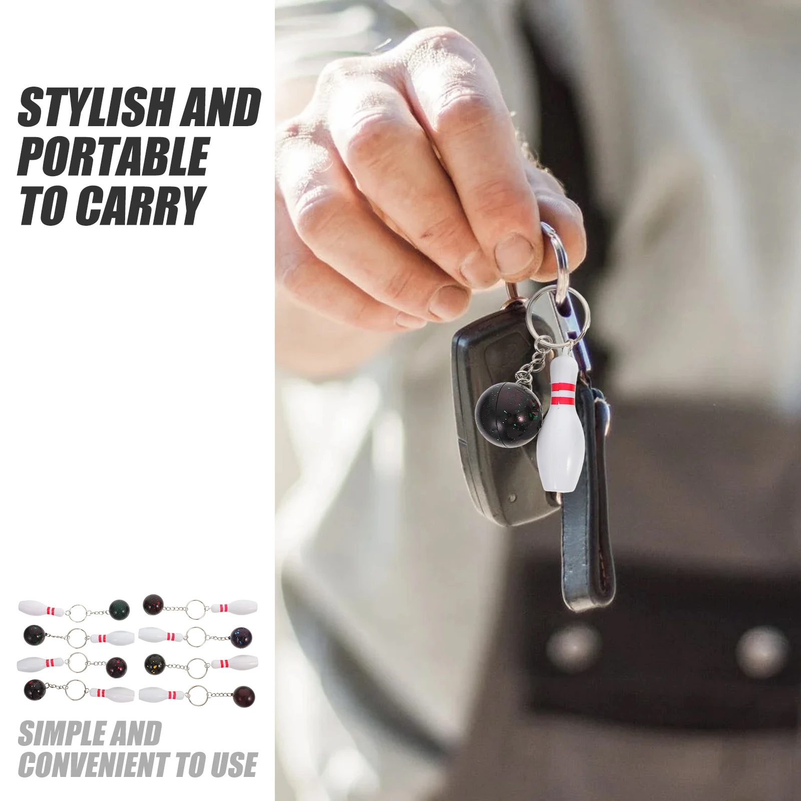 

8pcs Colorful Keychains Plastic Lightweight Ideal for Keys Hanging Bowling Keychains Bags Cellphones Gifts Creative