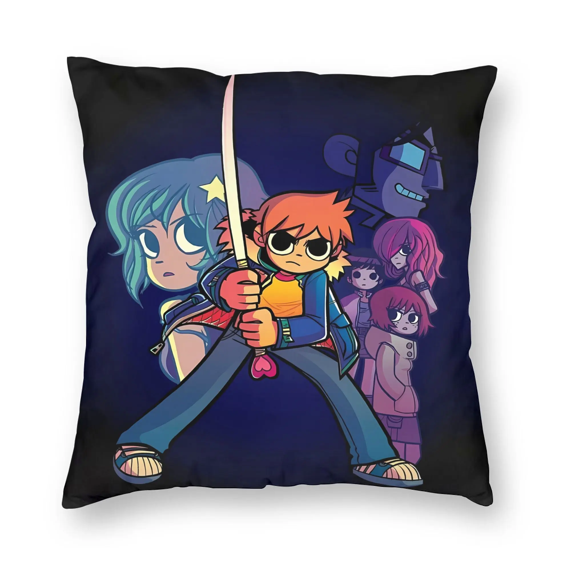 Pillow Case Scott Pilgrim Comic  Square  Pillow Cover For Sofa Couch Bed Living Room Funny Pillowcases