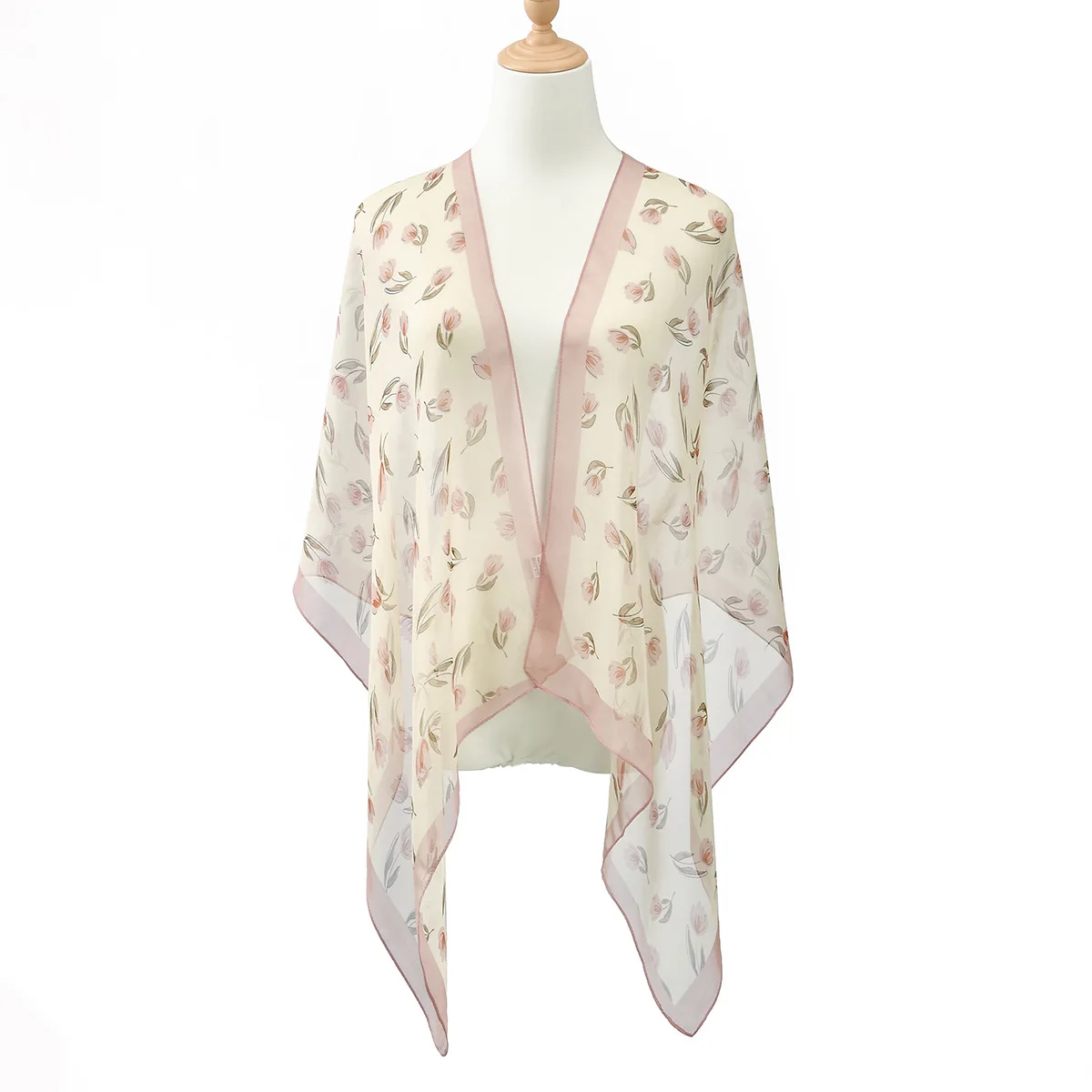New Korean Long Georgette Floral Print Scarf, Spring Summer Sun Protection Versatile Thin Chiffon Shawl Wrap