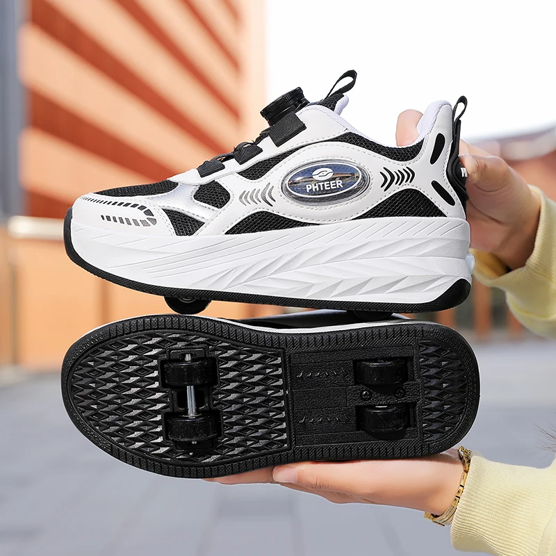 

Outdoor Sneakers Shoes Four-Wheel Detachable Fashion Breathable Dual-Use Shoes for Unisex Walking Children Roller Skates Shoes
