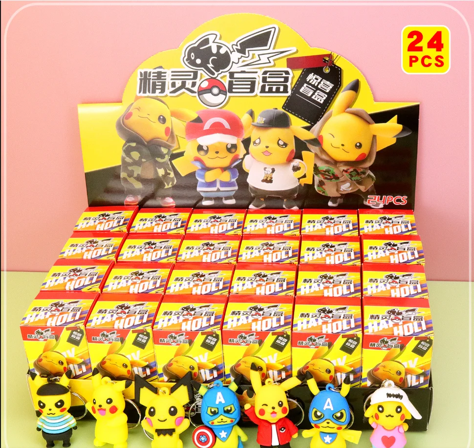 # # 24 stks/set Pokemon Pikachu Blind Box Action Figure Model Pop Sleutelhanger Hanger Decoratief Speelgoed Voor Kinderen Kerstcadeau