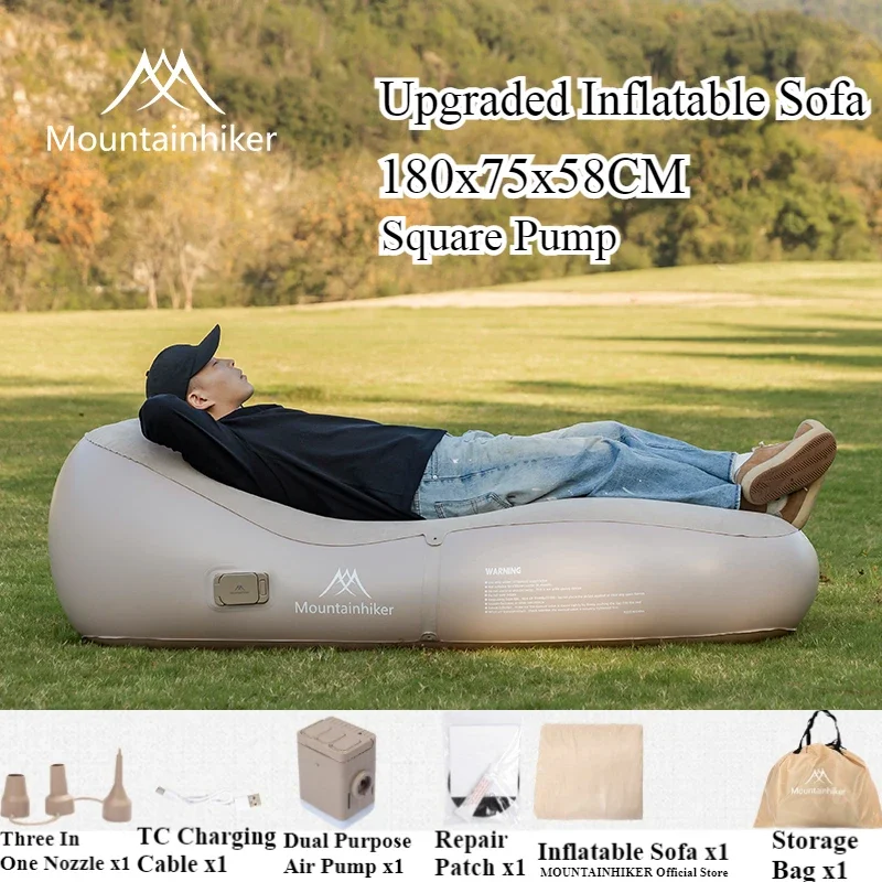 MOUNTAINHIKER Upgraded Inflatable Air Sofa Bed Outdoor Air Mattress Lazy Camping Automatic Inflatable Sleeping Mat 180x75x58CM