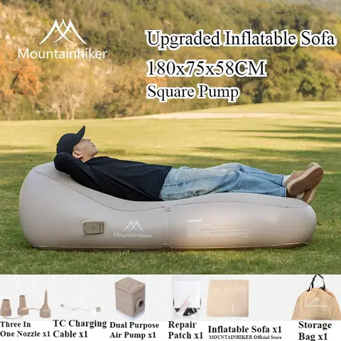 MOUNTAINHIKER 업그레이드 된 풍선 에어 소파 침대 야외 에어 매트리스 게으른 캠핑 자동 풍선 슬리핑 매트 180x75x58CM