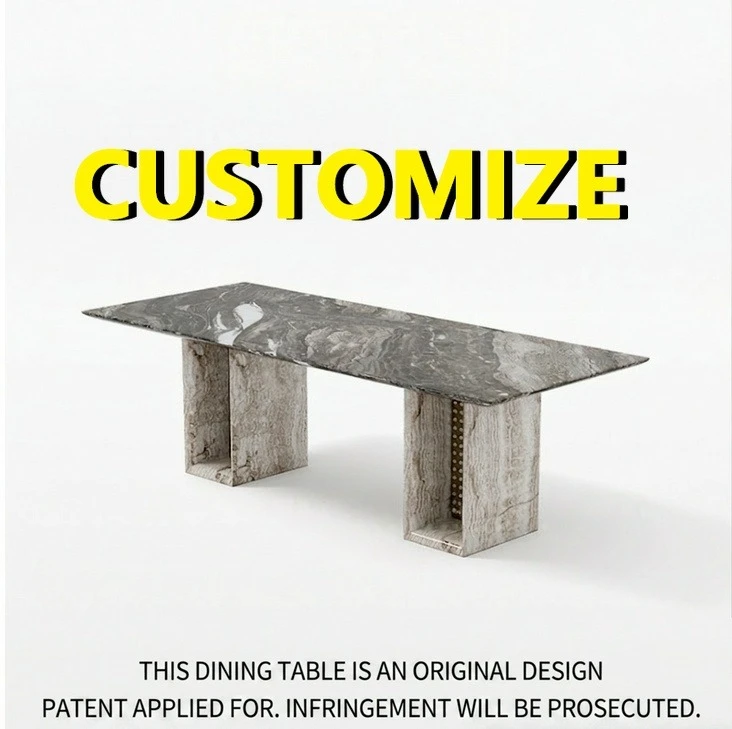 Any Size Custom Wabi Sabi Earth Tone Stone Dining Table Gradient Layered Flowing Veins Rustic Natural Viral Popular Home Table