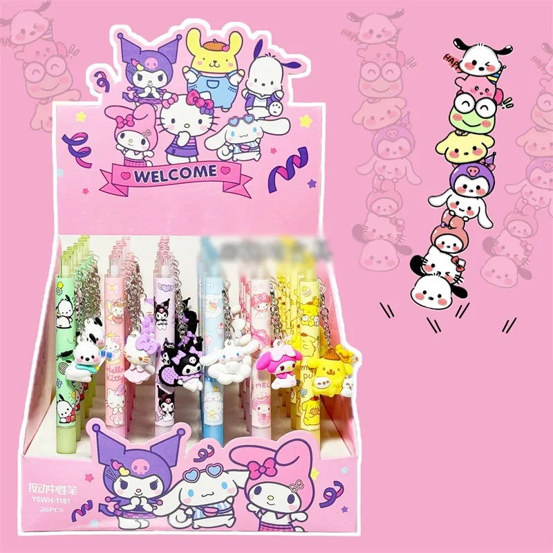 

6/36 шт. Sanrio Kuromi Melody Cinnamoroll Kitty гелевая ручка милые 0,5 мм черные чернильные ручки для подписи рекламный подарок школьные принадлежности