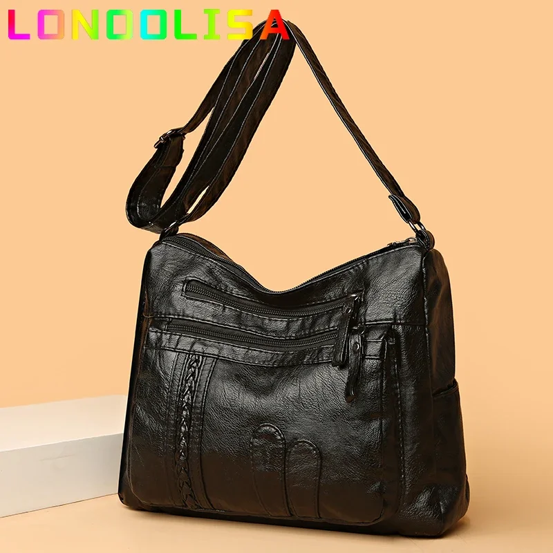 High Quality Women\'s Casual Handbags and Purses Retro Designer Shoulder Crossbody Bags 2024 Soft Pu Leather Feminina Sac A Main