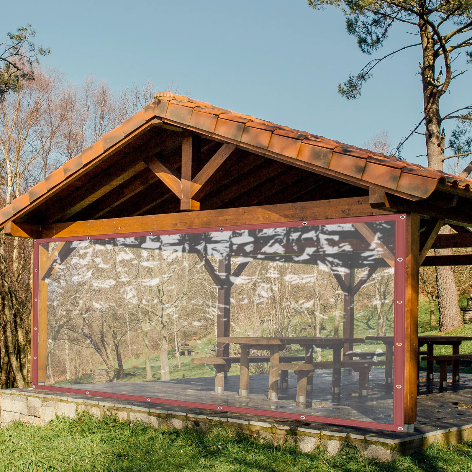 PVC Rainproof Tarpaulin Waterproof Heavy Duty Transparent PVC Tarp High Toughness for Patio Canopy Camping Agriculture Storage