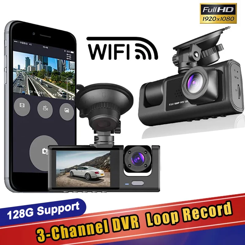 

Car DVR WIFI 3-Lens Video Recorder IPS FHD 1080P Auto Camera 24H Parking Monitor Dashcam Camcorder Registrator Night Vision