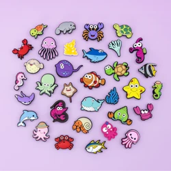 1PCS Cute Shoe Charms Kawaii Marine Animal Octopus Dolphin Whale Jellyfish Shoe Pins Sandal Buckle Women Men Clog Accessories