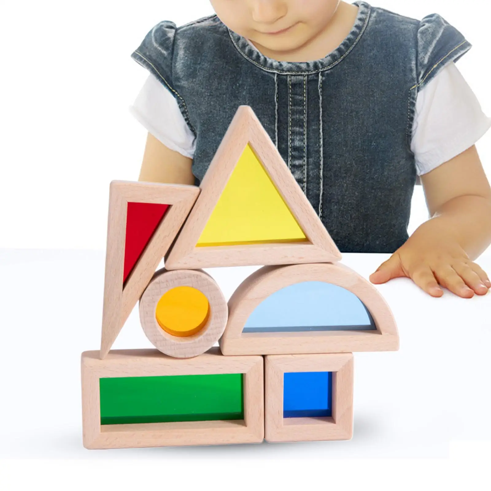 6 piezas de bloques de apilamiento de madera juguetes educativos multicolores para niños y niñas