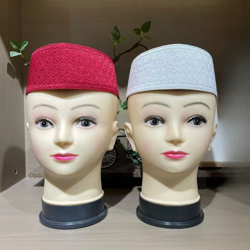 

Muslim Men Hats Malaysian Boat Hat Luxury Eid Ramadam Prayer Elegant Headwear Black Red Lucky Islamic Kufi Caps New