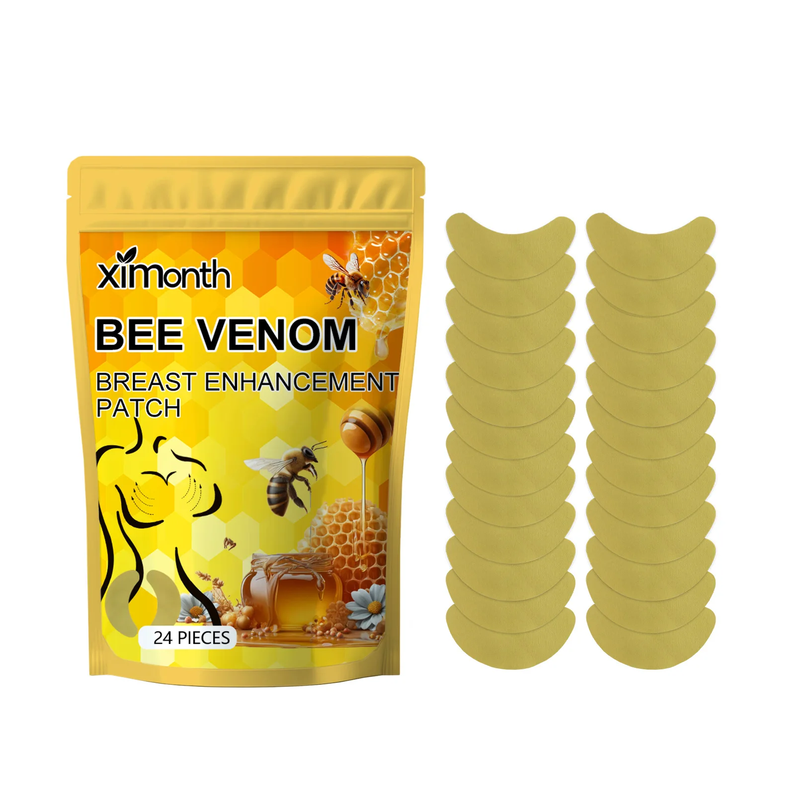 24Pcs Bee Venom Breast Enlargement Cream Patch Moisturizing Lifting Firming Natural Bust Treatment for Breast Fast Growth Chest