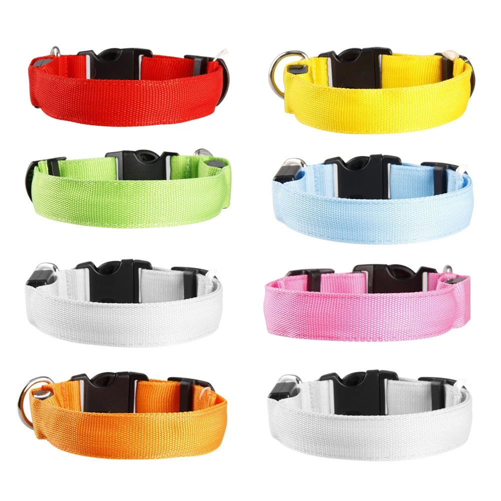 LED Dog Collar Glowing Up Anti-lost Pet Products Night Safety Collars with Batteries Pet Necklace Glow Collar for Small Dogs Cat