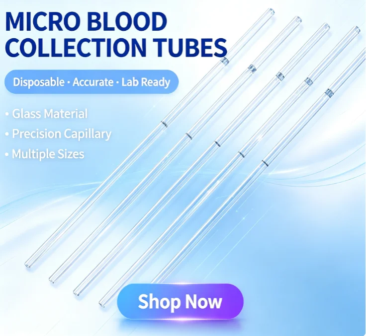 Glass micro blood collection tubes, disposable micro blood capillaries, available in various sizes