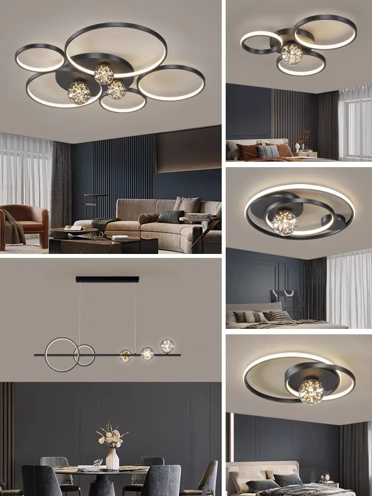 Nordic Rings Gypsophila LED Ceiling Chandeliers 2023 Lustre Modern Living Room Ceiling Lights Simple Interior Decoration Lamp