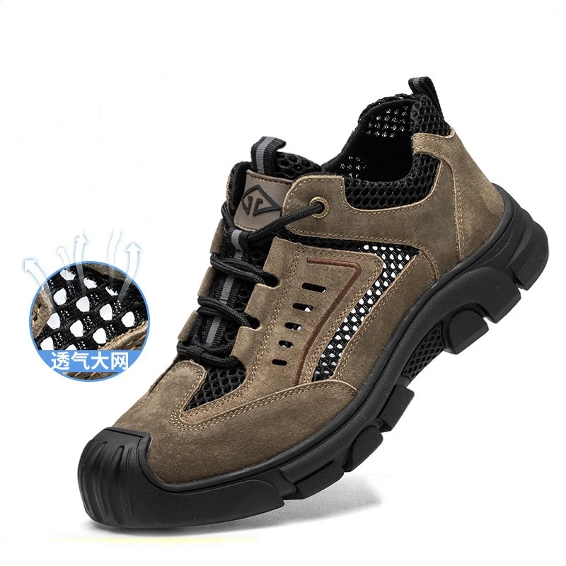 New steel head safety shoes anti-smash anti-stabbing breathable lightweight non-slip male safety work shoes