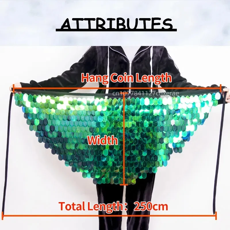 Bauchtanz Kostüm Kurze Hüfte Schal Rock Dame Meerjungfrau Pailletten Bauchtanz Hüfte Schal Wrap Gürtel Pailletten Fisch Skala Dancewear Frauen