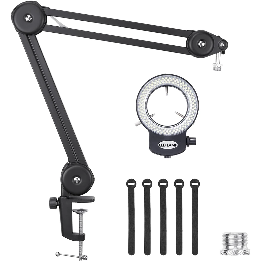 Microscópio Digital Universal Braço Flexível com Luz de Anel Braço de Tesoura Suporte de Metal para Solda 4k