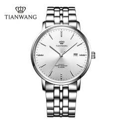 TIAN WANG Men's Watches For Men Business Steel Band Quartz Wristwatches Canghai Series 39mm Male Fashion Casual Calendar Clock