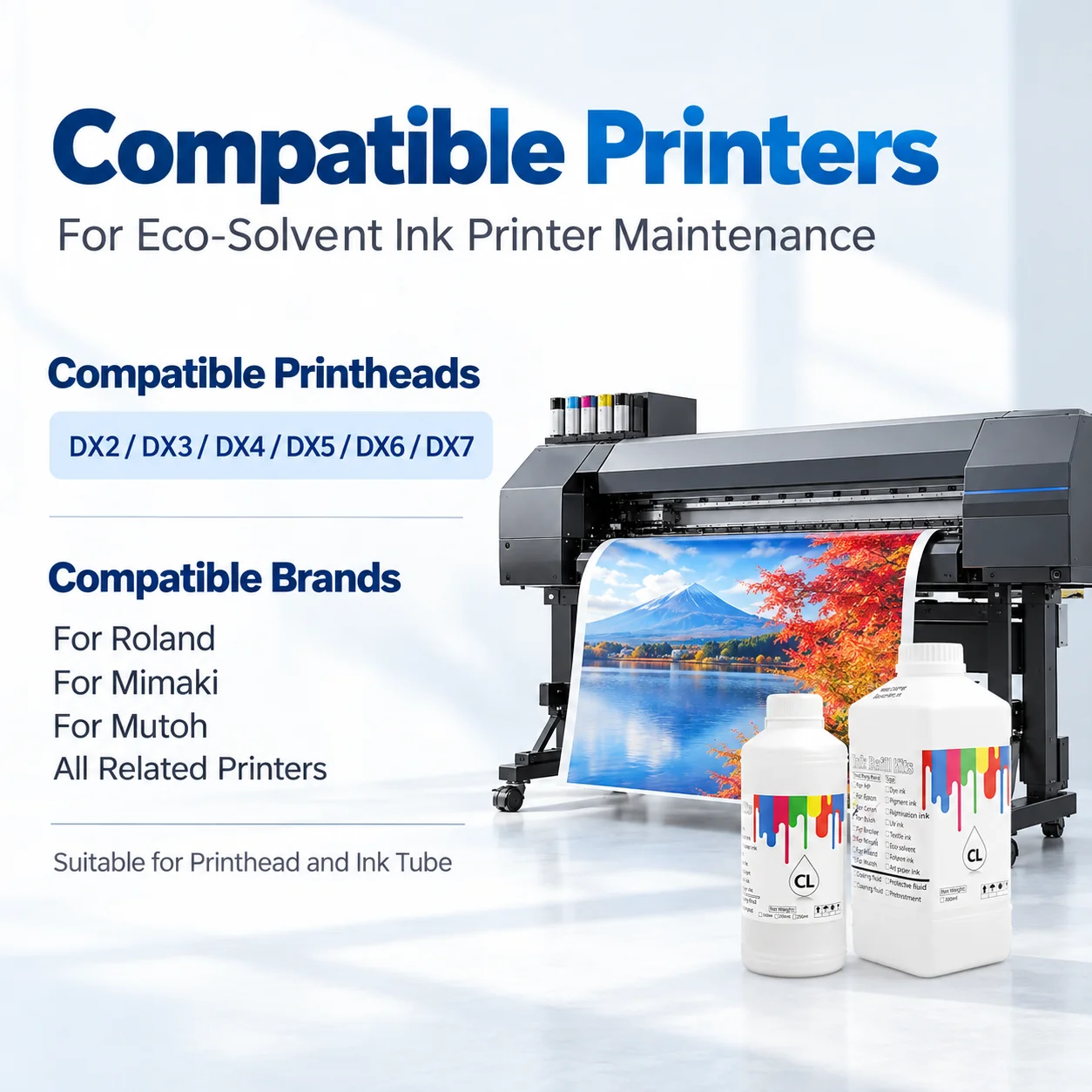 1000ML 500ML Płyn do czyszczenia głowic drukujących Eco Solvent do drukarek Epson, Roland, Mimaki, płyn do czyszczenia tubek — zdjęcie produktu 3