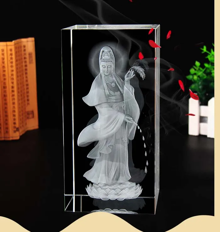 Special Offer  large HOME Family 3D crystal Guanyin Avalokitesvara Buddha efficacious bless safe good luck Talisman statue view 2