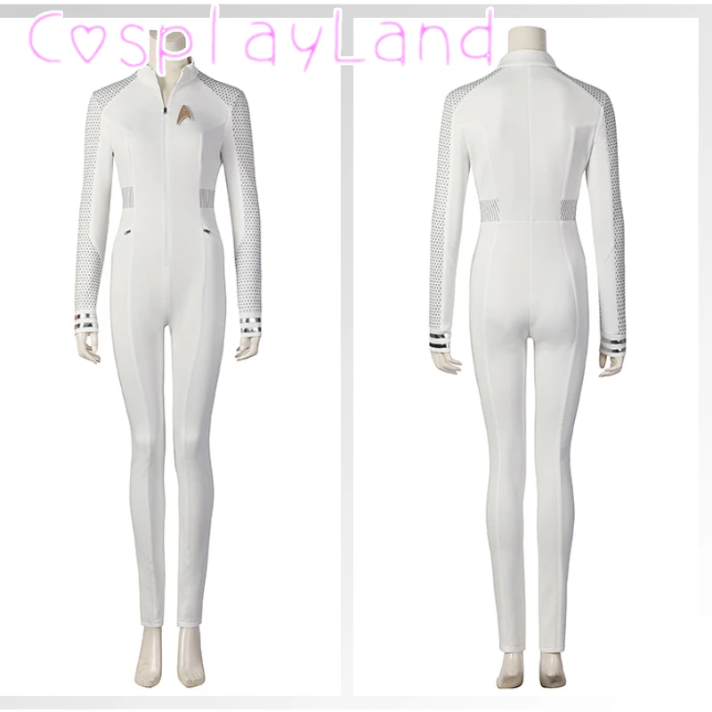 

Halloween Carnival Strange New Worlds Cosplay Nurse Chapel Costume Female Member Uniform Heroine White Jumpsuit With Badge