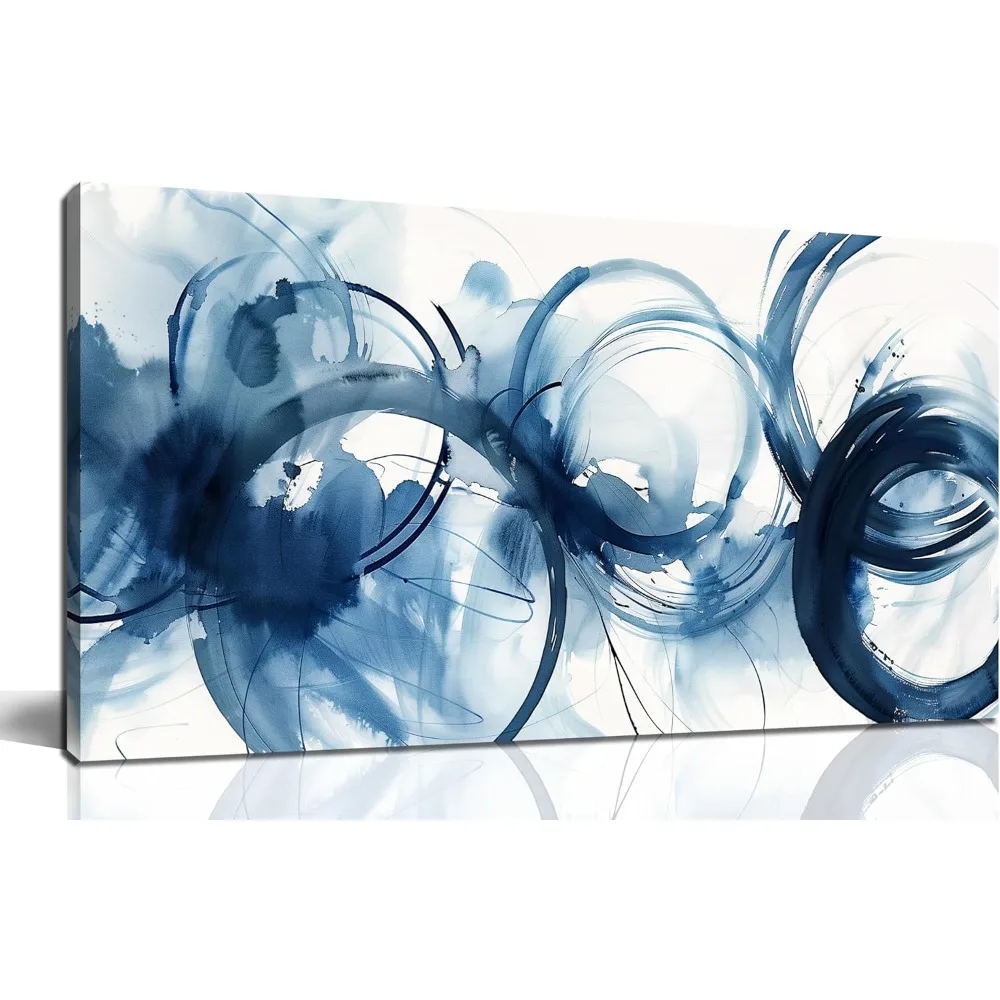 Blue And White Abstract Wall Art Pictures For Living Room Office Decor Minimalist Prints For Bedroom 20x40 Inch