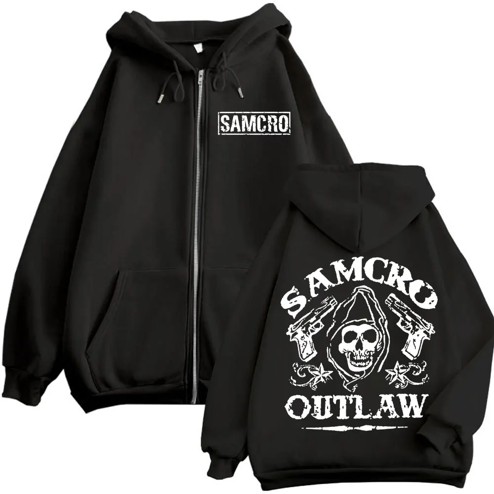 Sudadera con capucha y cremalera con estampado de doble cara de Sons of Anarchy para hombre y mujer, sudadera gotica Vintage