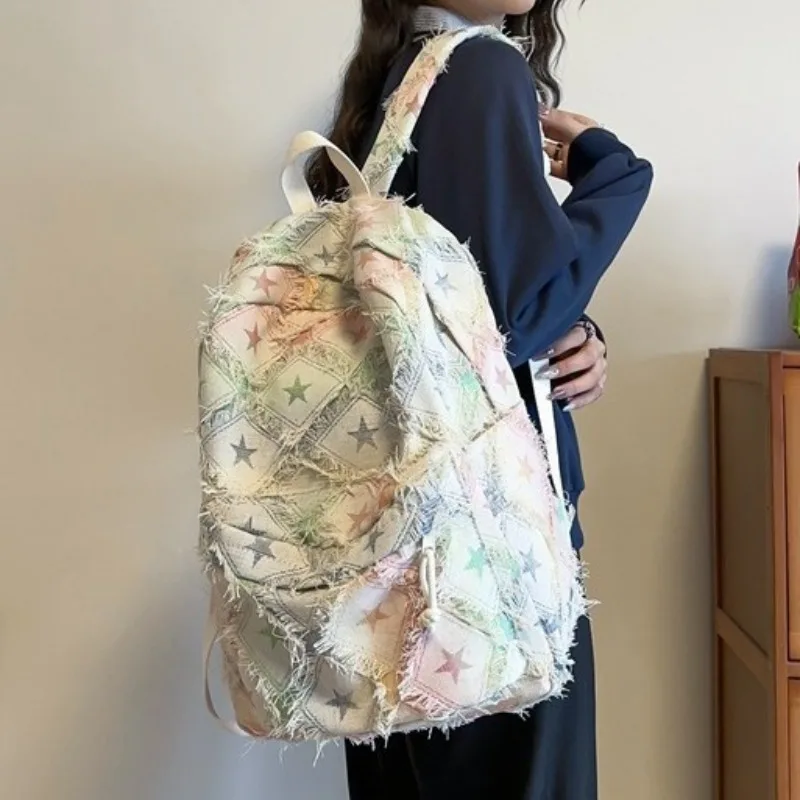 2026 New Color Blocking Fashionable Large Capacity Versatile Gradient Backpack for Students, Sweet and Lightweight Backpack