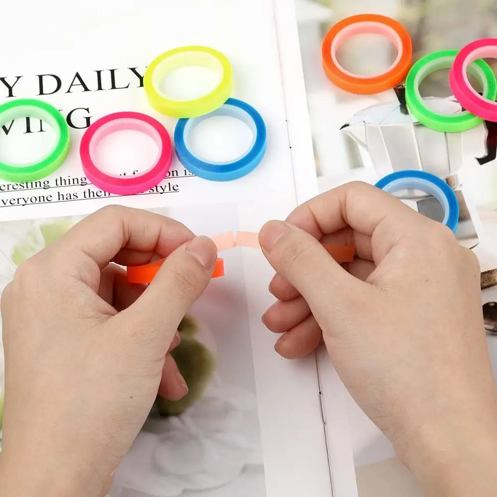 Practical 5 Rolls Highlighter Sticker Transparent Adhesive Label Stickers PET Sticker Roll DIY Scrapingbook