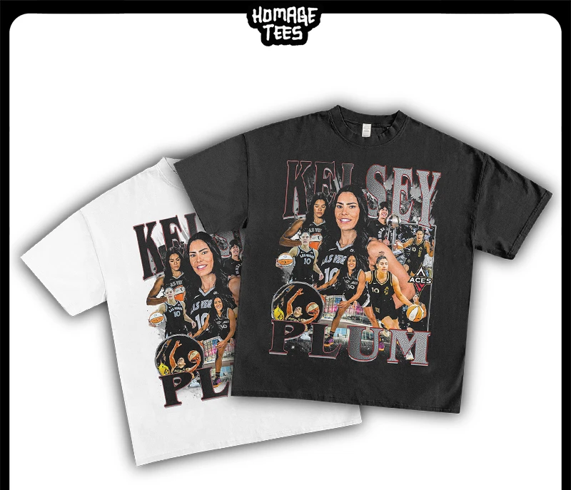 

2025 Homage Tees Kelsey Plumb WNBA Figure Print American blockbuster vintage men's and women's short sleeve Tees