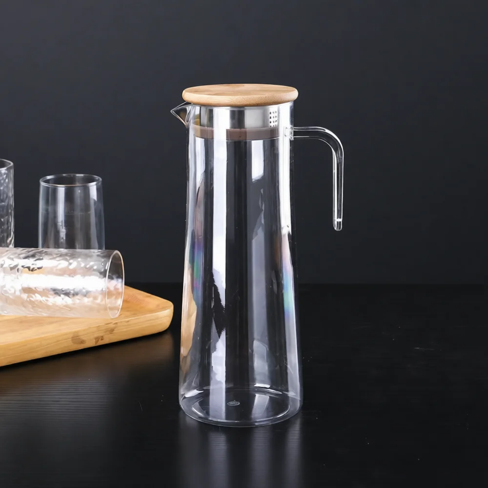Clear Striped Acrylic Water Pitcher Large Capacity Cold Drink Carafe Durable Plastic Juice Kettle Household Tableware