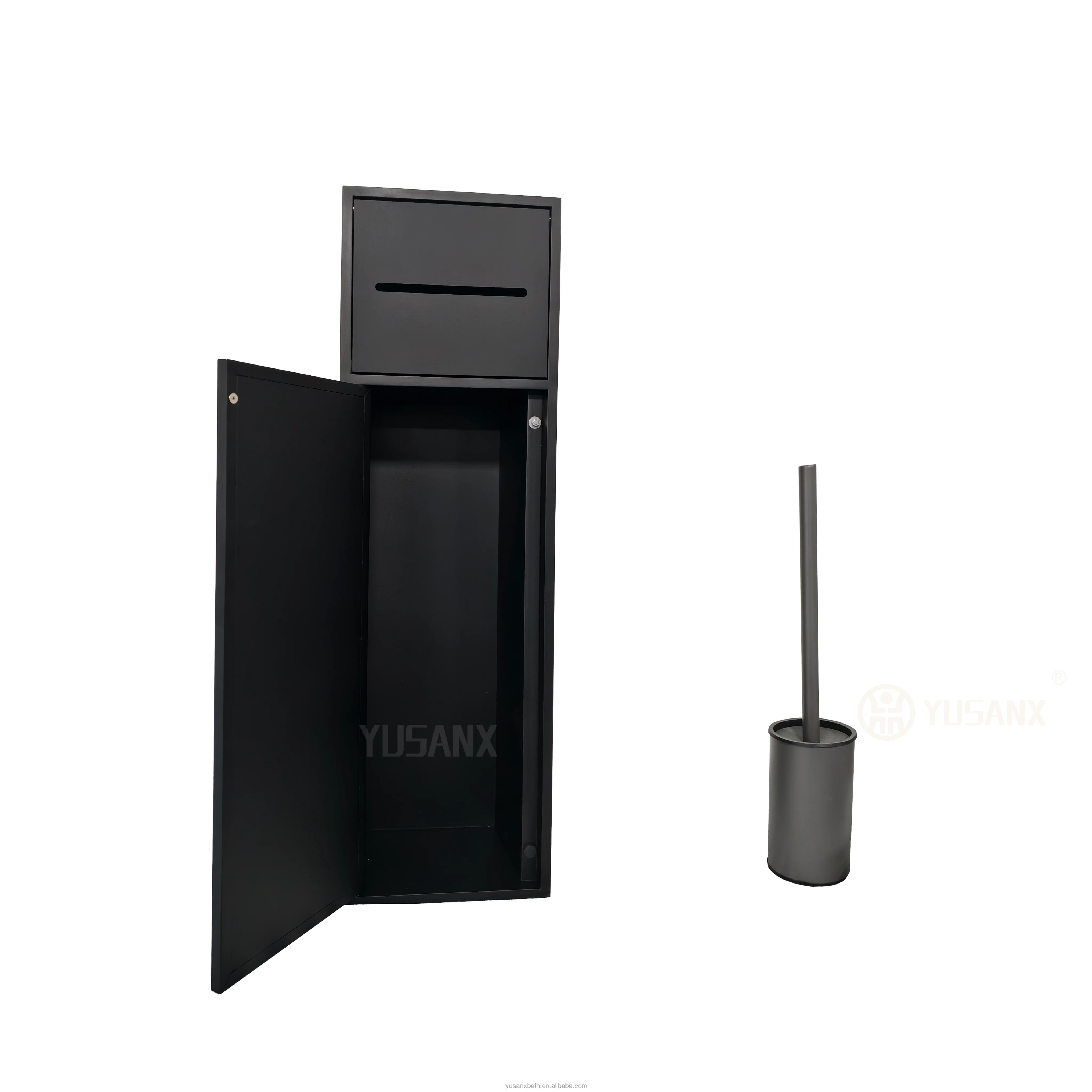 Modern Steel Bathroom Storage Niche Accessory Organizer with Recessed Tissue Box Toilet Brush Holder for Hotels