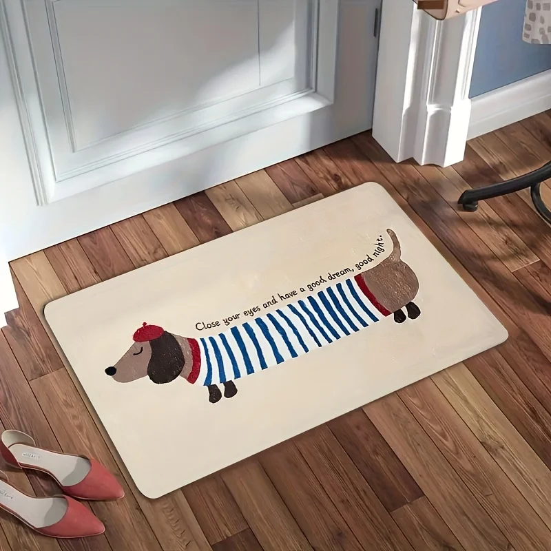 VIKAMA Cartoon Carpet Beige Striped Puppy Door Mat Long Rug Soft Kitchen Rug Carpet For Living Room Rug For Bedroom Home Decor