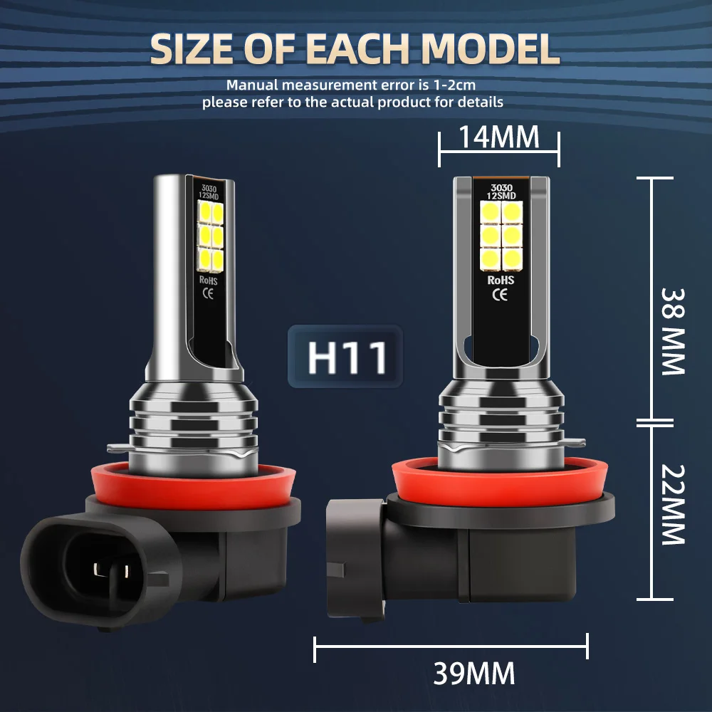 2X Car LED Fog Light Lamp Bulb For Audi Q5 2008 2009 2010 2011 2012 2013 2014 2015 2016 2017 Accessories Auto Front Fog Lights