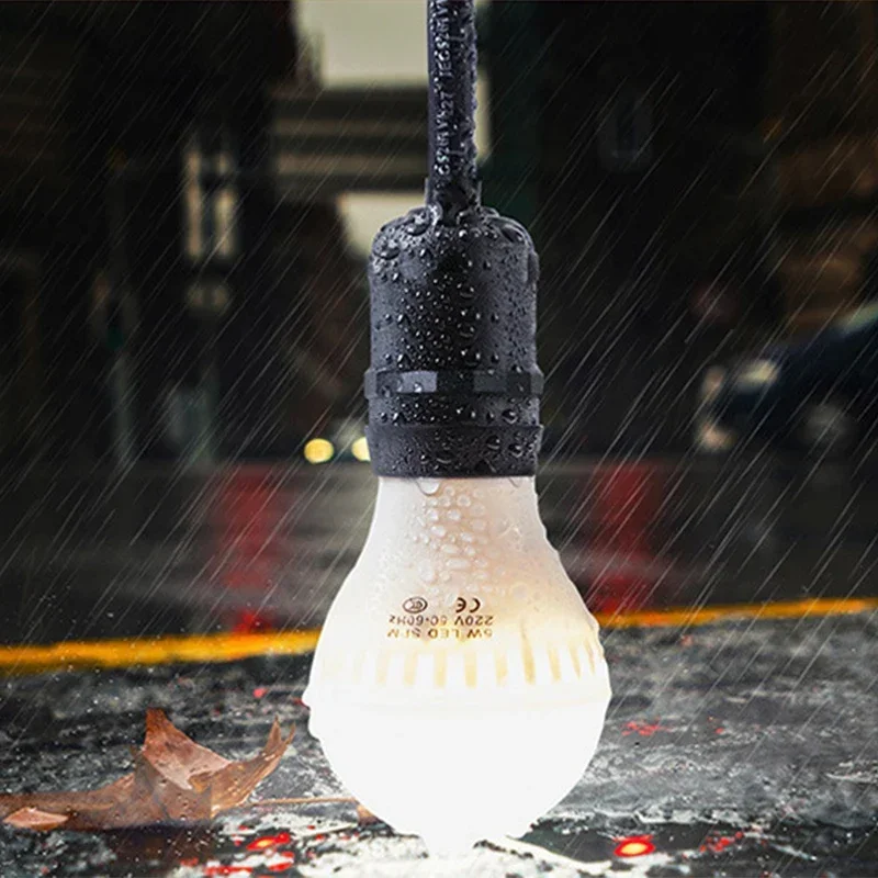 IP67 E27 Lamp Base Holders with Wire Outdoor 20cm-200cm Flame Socket Screw Base Waterproof  Retardant Pendant Lights Bulb Holder