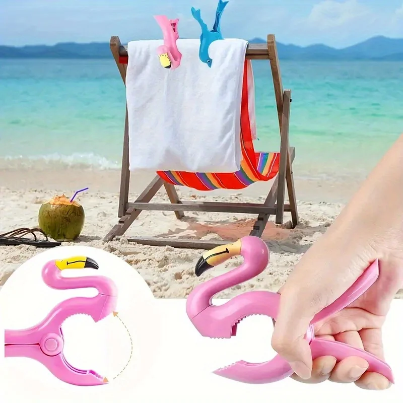 Animal Flamingo Sun Chair, Beach Towel, Windproof Clip. Used for Sunshades, Large Drying Racks, Clothing and Towel Fixing Clips