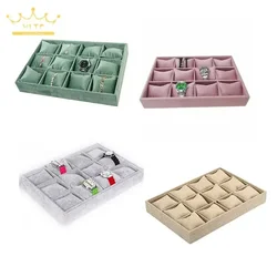 Velvet Jewelry Display Tray with Pillow for Bracelets and Watch Jewelry Packaging Trays 12 Girds Bangle Bracelet Display Plate