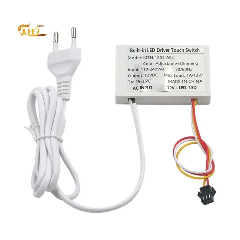AEE7-AC110V-240V Mirror Touch Sensor Switch 1-5Mm Mirror 12V LED Light Touch Switch High Sensitivity Touch Sensor EU Plug